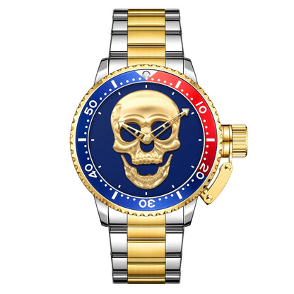 Luxury Watch WWOOR Men'S Waterproof Quartz Wrist Watch Fashion Luminous Skull Stainless Steel Watch for Men