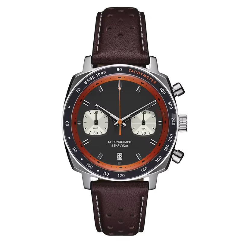 Customized Vintage Style Men Watch Chronograph Cushion Case Shape 316L Stainless Steel U3068