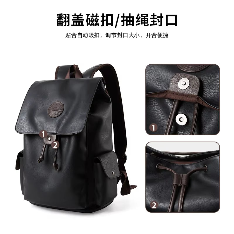 New Fashion Wholesale Waterproof Backpack Black Business School Men Designer Leather Backpacks