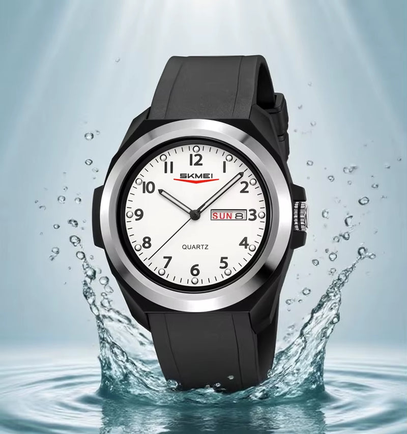 SKMEI 2472 Stainless Steel Circle Plastic Strap Men Large Case Wholesale Factory Customize Your Logo Analog Watch for Men