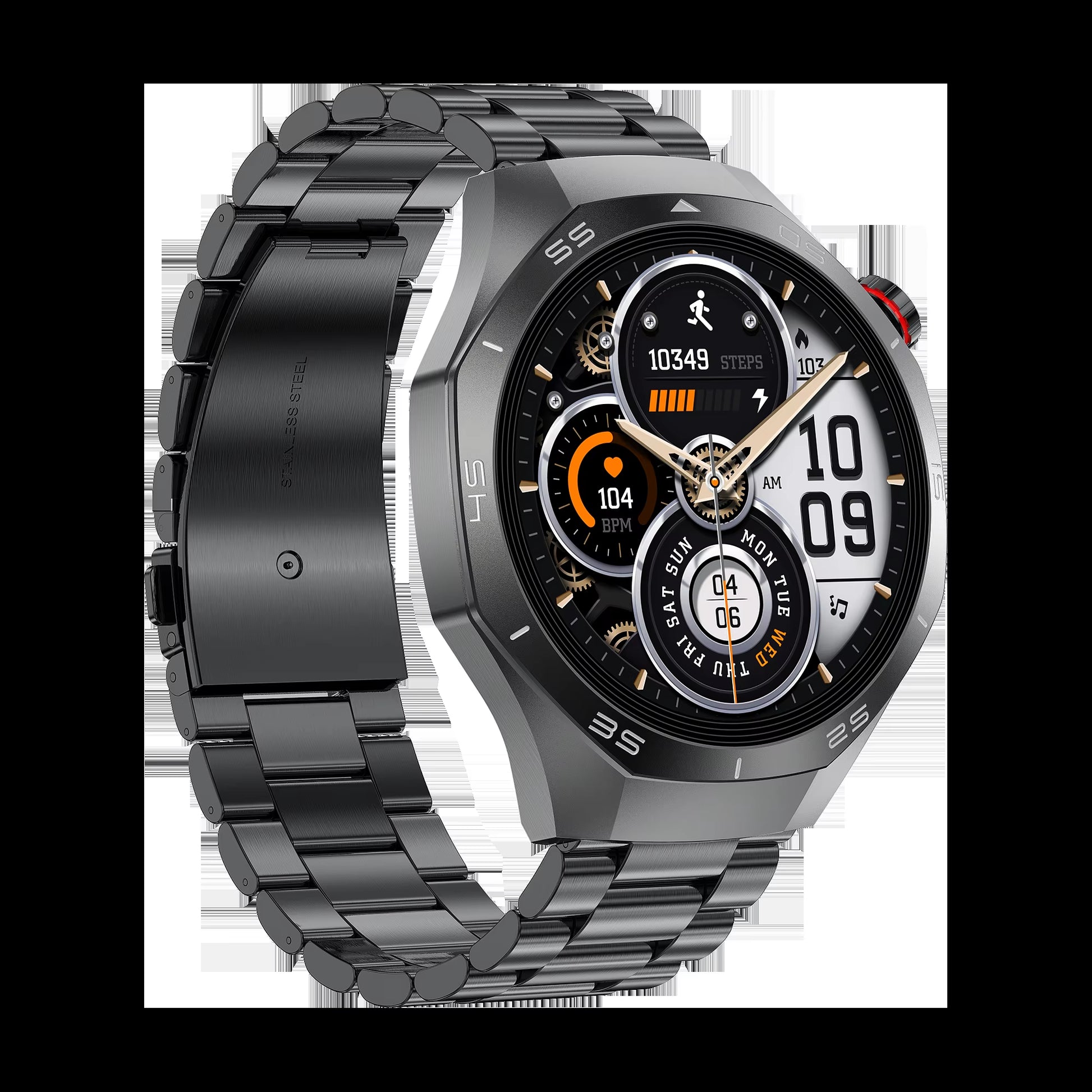 HW95 Black Metal Inteligentes Sport Smart Waterproof Watch Unisex Fitness Outdoor Call Blood Oxygen Multifunction Smartwatch