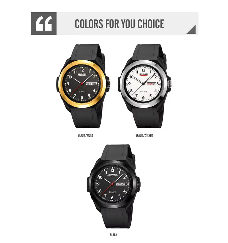 SKMEI 2472 Stainless Steel Circle Plastic Strap Men Large Case Wholesale Factory Customize Your Logo Analog Watch for Men