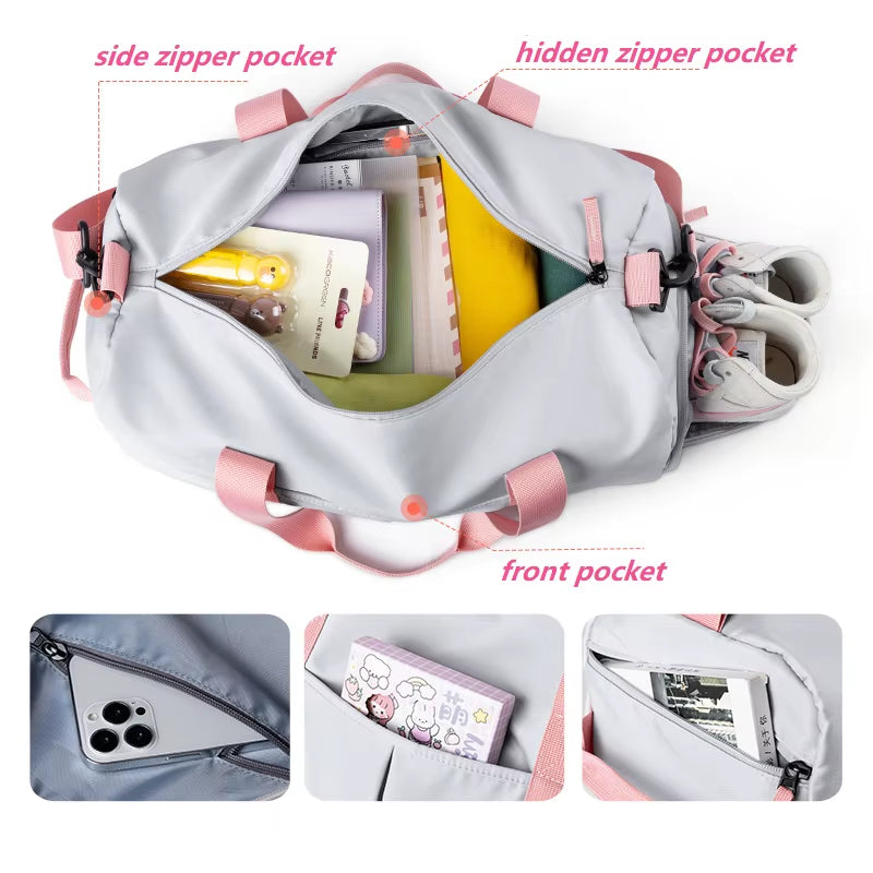 Travel Sports Gym Duffel Bag with Shoe Compartment Bag for Women