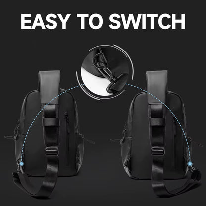 Fashion Design Causal Crossbody Bag for Men Cycling Outdoor PVC Leather Men'S Chest Bag Travel Waterproof Sling Shoulder Bags