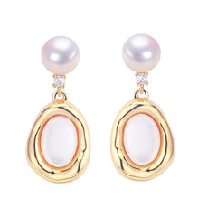 High Quality S925 Silver Needle Luxury Sea Shell Pearl Jewelry Freshwater Pearl Stud Earrings for Women