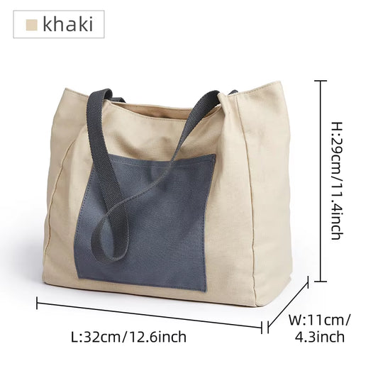 High Quality Simple Tote Bag Cotton Canvas Shopping Bag Ladies Casual Durable Commute Shoulder Bag