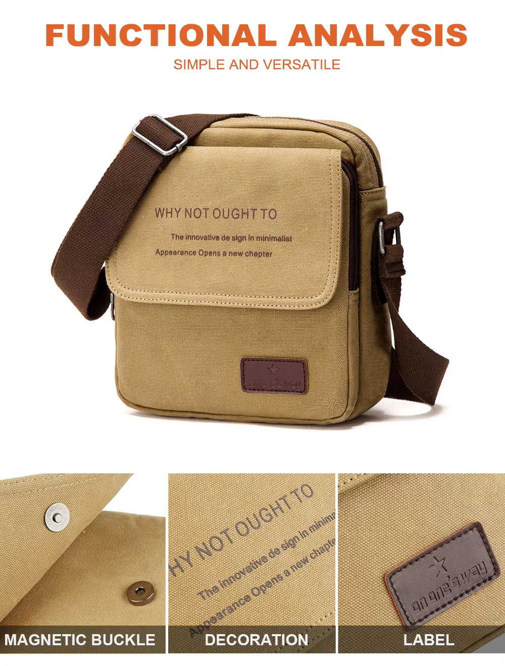 Bike Messenger Shoulder Bags for Men Outdoor Vintage Canvas Crossbody Bags