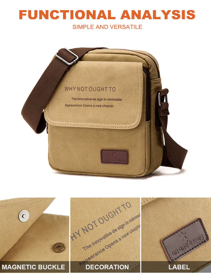 Bike Messenger Shoulder Bags for Men Outdoor Vintage Canvas Crossbody Bags