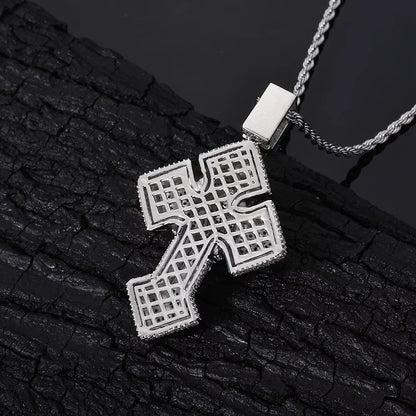 NUOYA Gold Plated Iced Out Cross Pendant Mixed Inlay Baguette Zircon Bling Jesus Hip Hop Pendant Gift Fine Jewelry