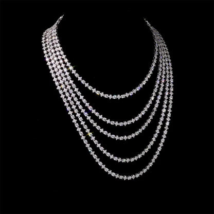 NUOYA Iced Out Tennis Chain Necklace 6Mm Spring Lock Clasp round Zircon Star Design Sparkling Diamond Hip Hop Jewelry