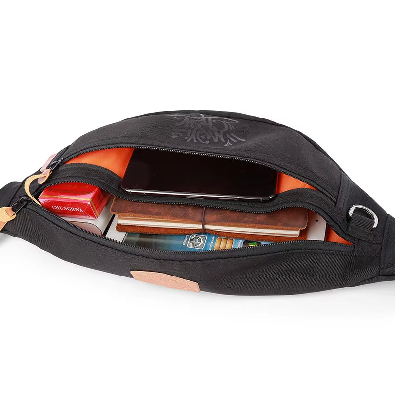 Waterproof Crossbody Shoulder Bag Leather Waist Bag Rinoneras Sacs Banane Women Mens Water Proof Polyester Waist Bag Big Zipper