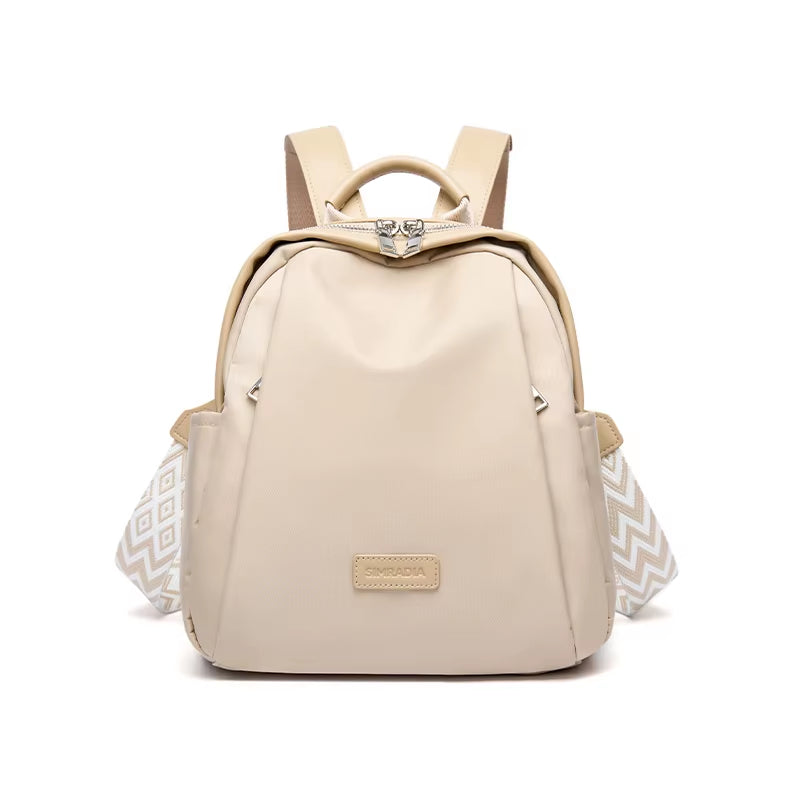 Simradia Women'S Backpack Khaki Oxford Shoulder Bag with Embroidered Textured Webbing for Women Waterproof Travel Bags Lady