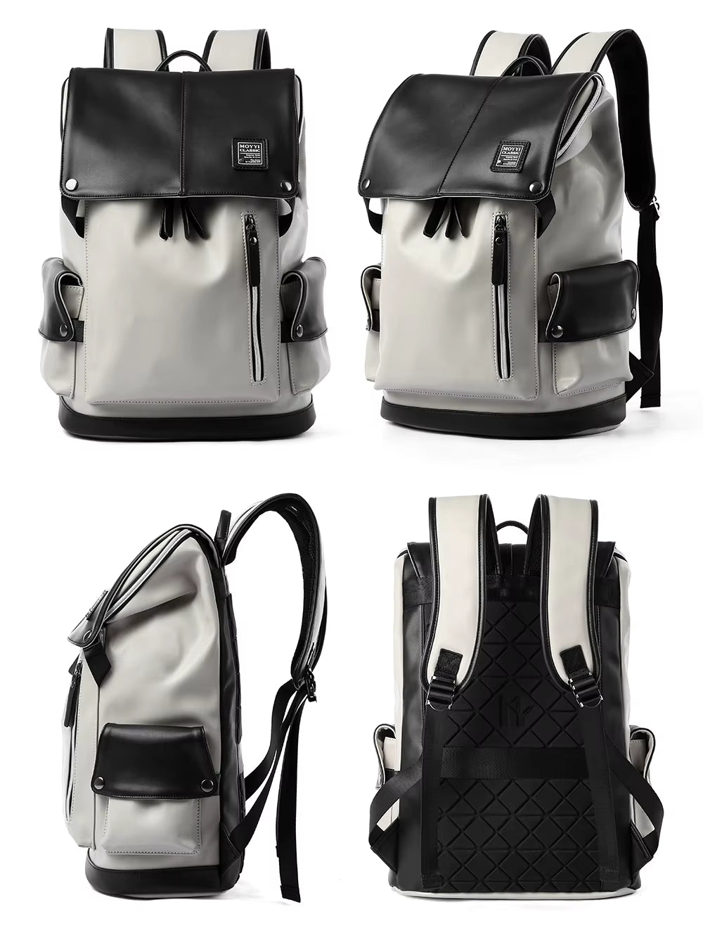 Vintage Korean Style Laptop Bag for Men PU Leather Backpack Travel Casual PU Leather Backpack