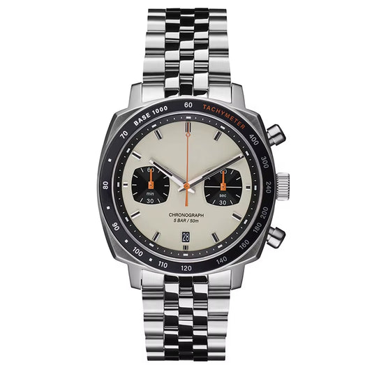 Customized Vintage Style Men Watch Chronograph Cushion Case Shape 316L Stainless Steel U3068