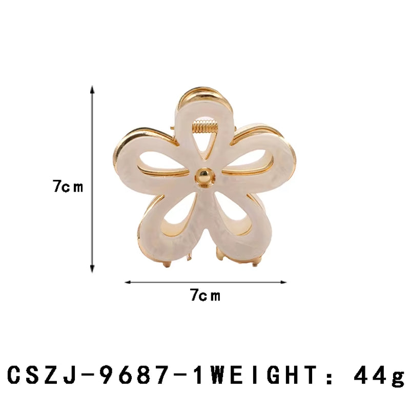 CANYUAN Customized Acetate Hair Claw Clips Silver White Half-Moon Shaped Hollow Environmentally Friendly Material Wholesale
