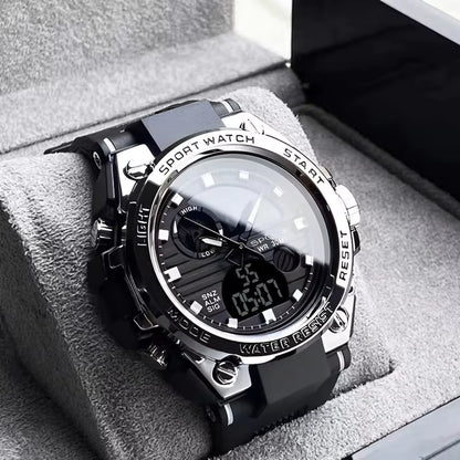 Multifunctional Outdoor Sports Watch Youth Silicone Electronic Watch Quartz Electronic Double Display Waterproof Luminous Watch