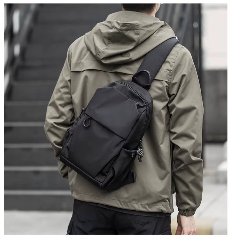 Men'S Sling Bag Large Capacity Unisex Waterproof Shoulder Sling Chest Bag Anti-Theft