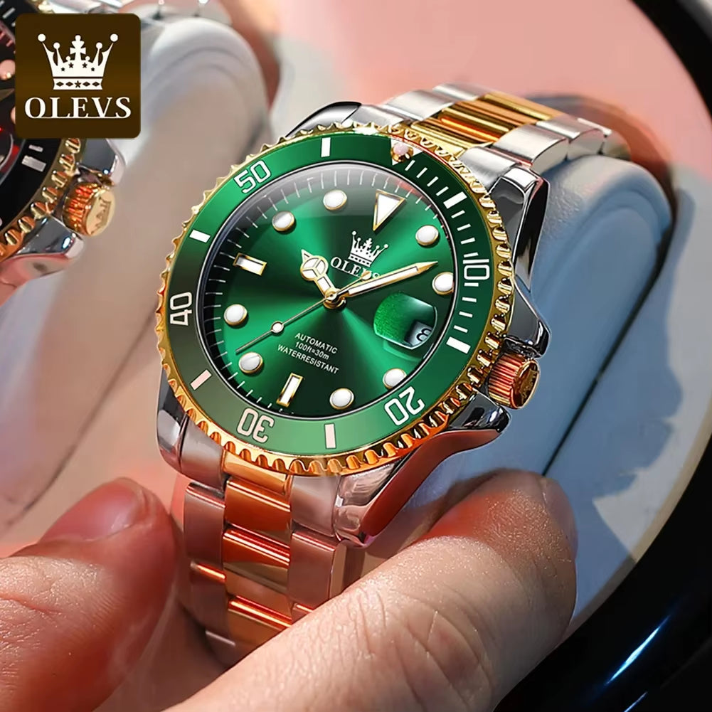 OLEVS 6650 Men'S Watch Top Diving Sports Men'S Automatic Mechanical Watch Fashion Business Date Waterproof Luminous Watch