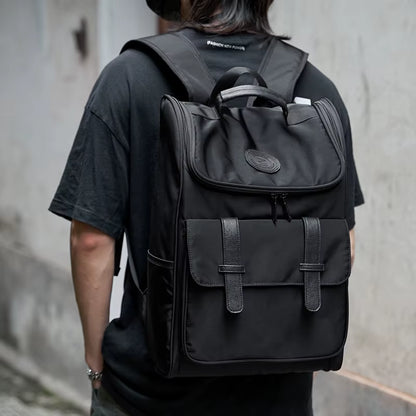 Laptop Backpack Leisure School Bag Stylish Daypack Large Capacity Fashion High Quality Waterproof for Men Black Polyester MOYYI