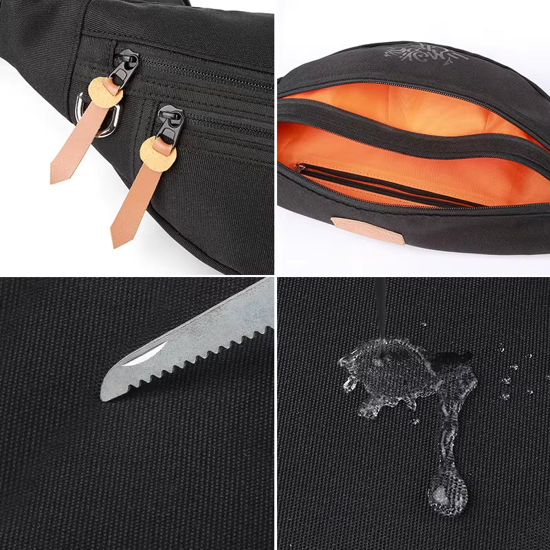 Waterproof Crossbody Shoulder Bag Leather Waist Bag Rinoneras Sacs Banane Women Mens Water Proof Polyester Waist Bag Big Zipper