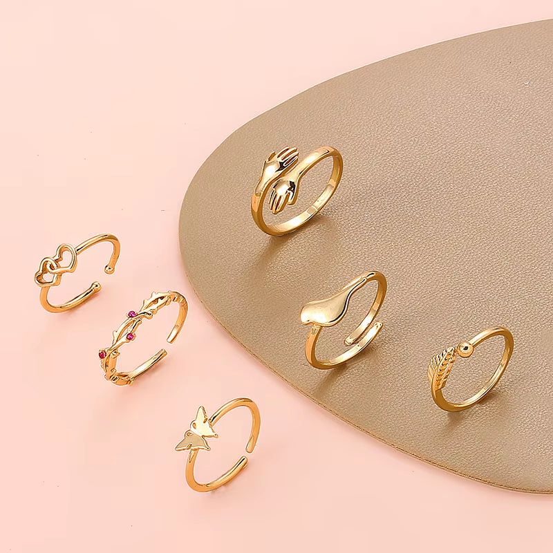 2025 New Arrival Fashion Gold Plated Rings 6Pcs Women Beach Toe Rings Foot Jewelry Ring Set Open Adjustable for Women
