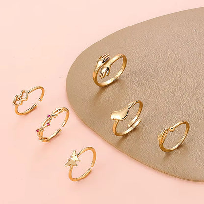 2025 New Arrival Fashion Gold Plated Rings 6Pcs Women Beach Toe Rings Foot Jewelry Ring Set Open Adjustable for Women