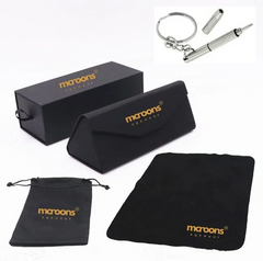 Glasses Care Kit: Folding Case, Cleaning Cloth, Pouch, Drawer Box, & Screwdriver