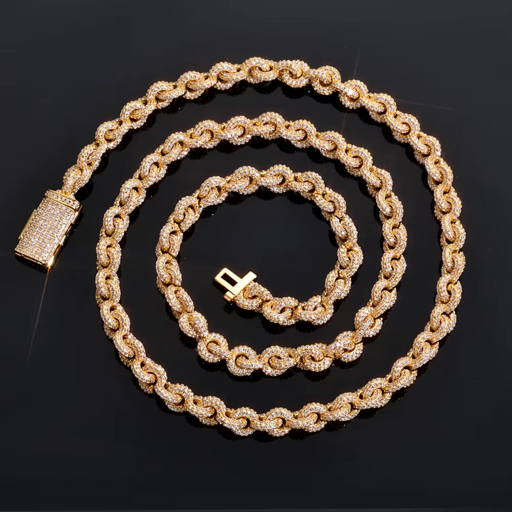 NUOYA Luxury Flip Buckle Necklace for Men O Shaped Chain Design Full Iced Out Zircon Diamond Hip Hop Fine Jewelry