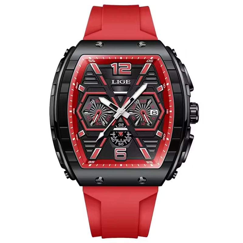 LIGE 89108 Business Wristwatch Waterproof Sport Men'S Watch Casual Silicone Date Quartz Wrist Watches for Men Relogio Masculino