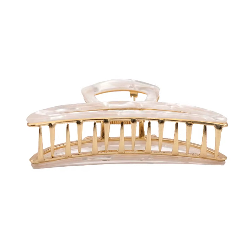 CANYUAN Customized Acetate Hair Claw Clips Silver White Half-Moon Shaped Hollow Environmentally Friendly Material Wholesale