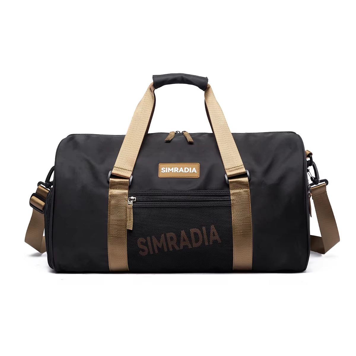 Simradia Unisex Travel Bag Custom Logo Nylon Polyester Zipper Gym Bags Letter Pattern Tote Duffle Bag Men Women
