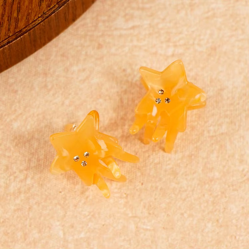 CANYUAN Korean Simple Style 3Cm Cute Five-Pointed Star Acetate Hair Claw Hot Sale Mini Claw Clip for Ladies Bangs Customizable