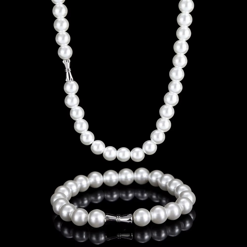 Hip Hop 6/8/10/12Mm Glass Pearl Bead White Pearls for Jewellery Making round Pearl Choker Necklace for Women