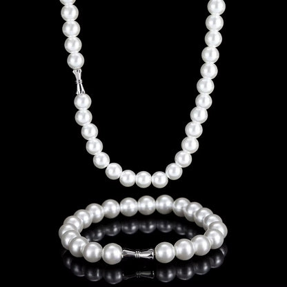Hip Hop 6/8/10/12Mm Glass Pearl Bead White Pearls for Jewellery Making round Pearl Choker Necklace for Women