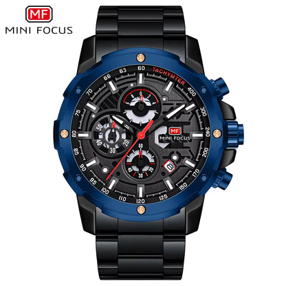 MINI FOCUS 0401G Multi Angle Gear with Three-Dimensional Hollow Dial Men Quartz Watch Mechanical Punk