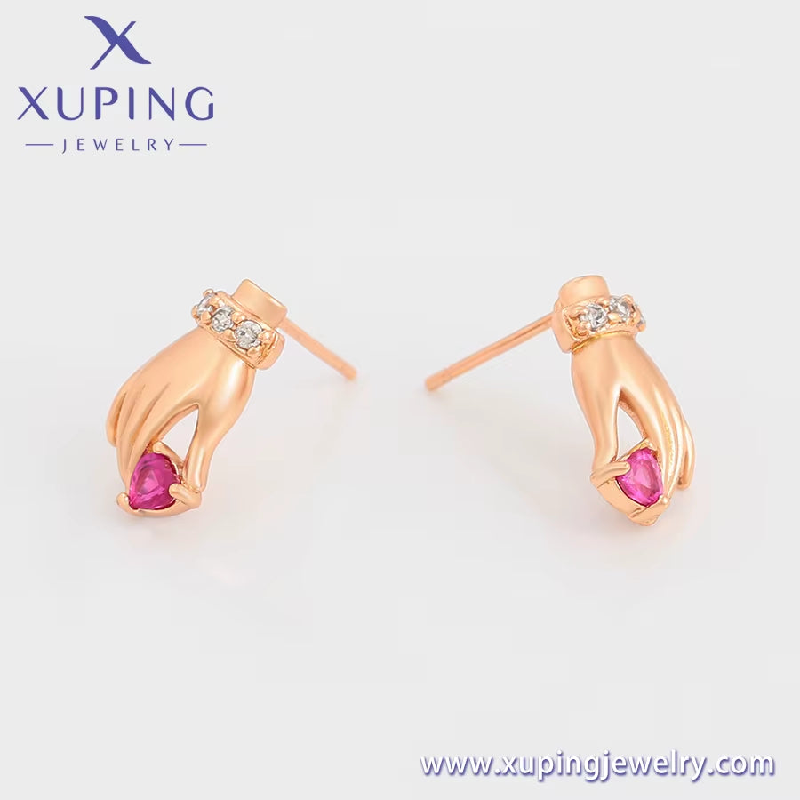 A00863948 Xuping Jewelry New Popular Personality Design Hand Diamond 18K Gold Luxury Unique Style Earrings