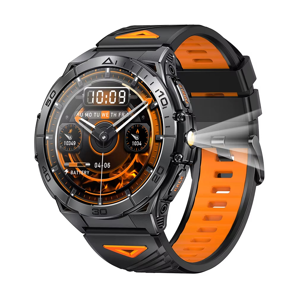 TKYUAN 2025 Military-Grade Durable Smartwatch with Amoled Screen 600Mah Battery Flashlight Fitness Tracker Sport Smart Watch