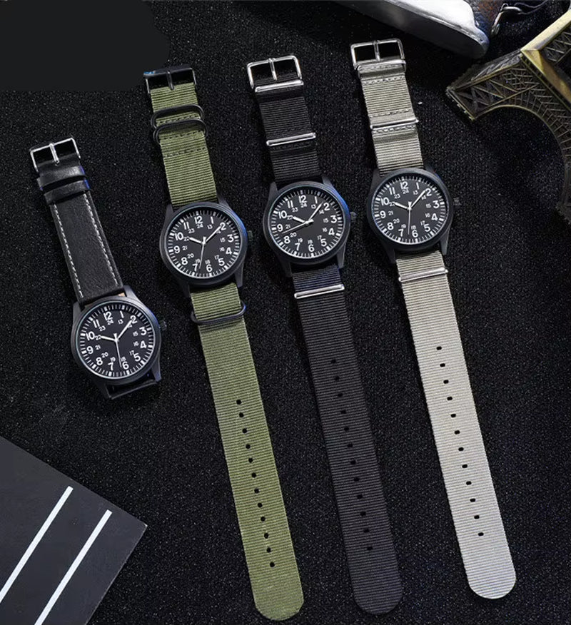 Chic Nylon Leather Quartz Watches Men Movement Watches Wrist Waterproof Minimalist Sports Wristwatch