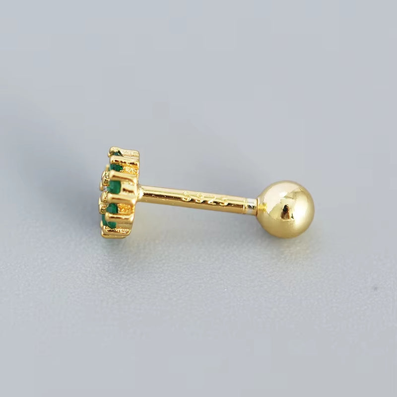 KR Colored Zircon Earrings S925 Sterling Silver Ins Style Flower Inlaid Diamond Screws Earrings Wholesale