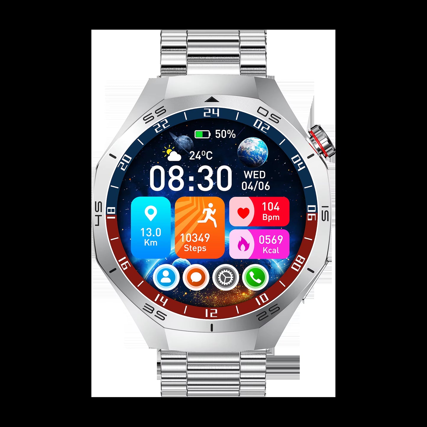 HW95 Black Metal Inteligentes Sport Smart Waterproof Watch Unisex Fitness Outdoor Call Blood Oxygen Multifunction Smartwatch