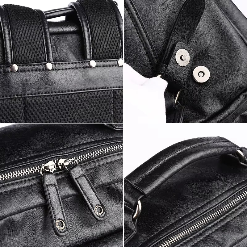 Waterproof Mochila PU Leather Bags for Men Traveling Business Laptop PU Men Backpack