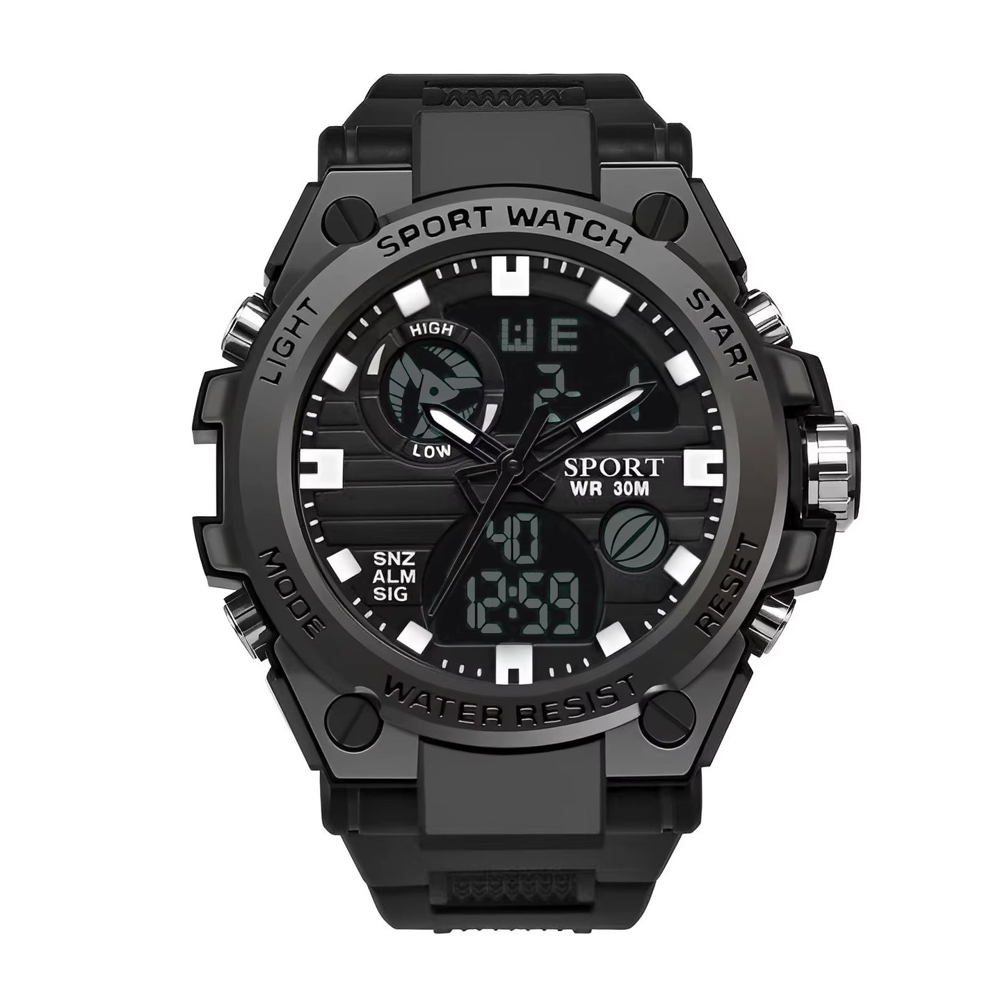 Multifunctional Outdoor Sports Watch Youth Silicone Electronic Watch Quartz Electronic Double Display Waterproof Luminous Watch