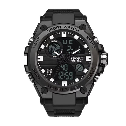 Multifunctional Outdoor Sports Watch Youth Silicone Electronic Watch Quartz Electronic Double Display Waterproof Luminous Watch