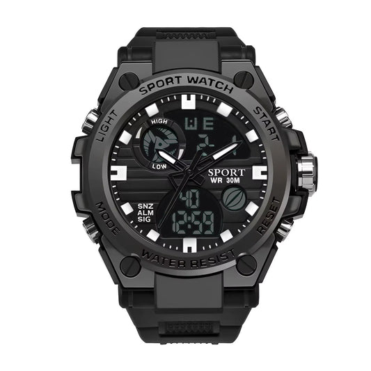 Multifunctional Outdoor Sports Watch Youth Silicone Electronic Watch Quartz Electronic Double Display Waterproof Luminous Watch