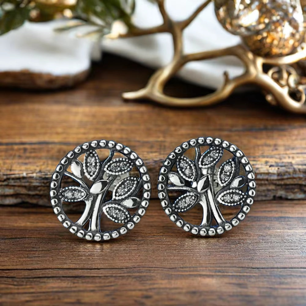Women'S Fine Jewelry Sterling Silver Tree of Life Earrings