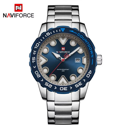 Preferred NF9178 Rotating Bezel Butterfly Double-Sided Buckle 44.5Mm Luminous Scale Steel Band Quartz Watch for Men