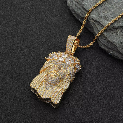 NUOYA Fine Hip-Hop Iced Out CZ Jesus Pendant Gold-Plated Shiny Zircon Charms Pendants Men'S and Women'S Rap Jewelry Wholesale