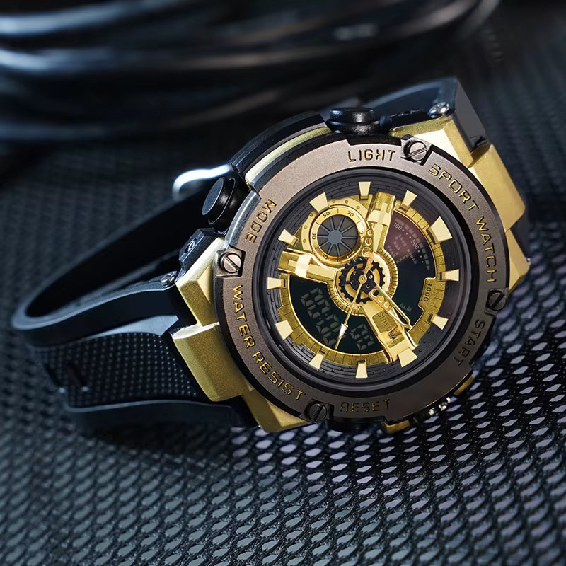 1809B Luxury Gold Digital Watches Men Wrist Sport Wrist Watch Alloy Case Waterproof Fashion Watches Colorful Relojes