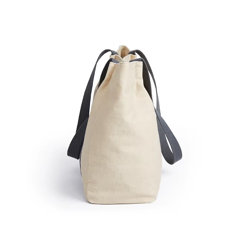 High Quality Simple Tote Bag Cotton Canvas Shopping Bag Ladies Casual Durable Commute Shoulder Bag