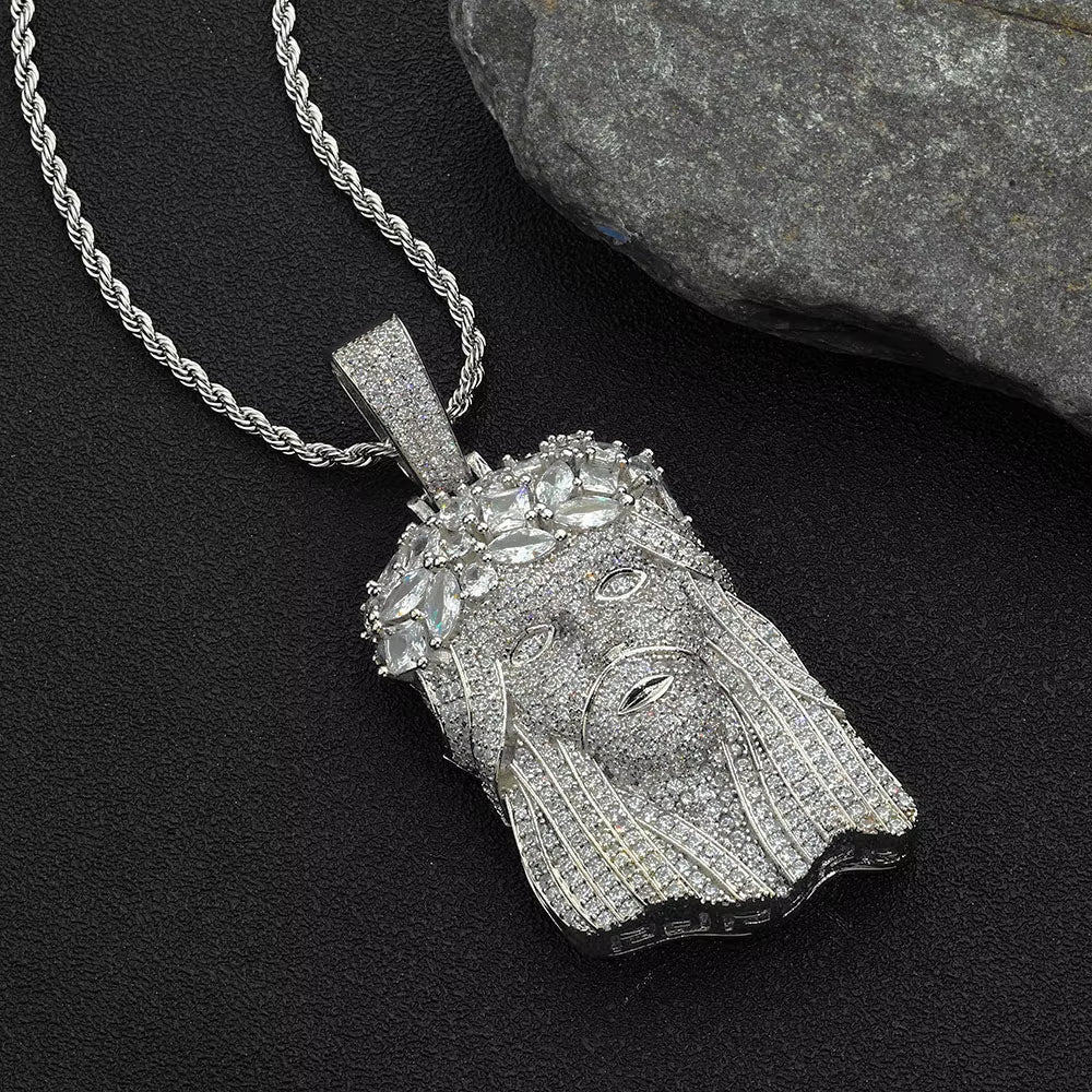 NUOYA Fine Hip-Hop Iced Out CZ Jesus Pendant Gold-Plated Shiny Zircon Charms Pendants Men'S and Women'S Rap Jewelry Wholesale